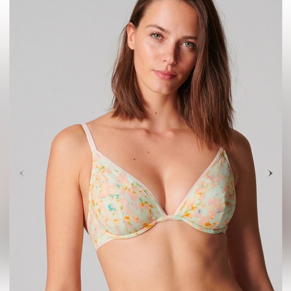 SIMONE PERELE Charlotte Underwire Triangle - Terrazzo Print, Size 34D, NWT - Picture 1 of 13